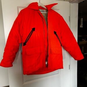 Bright Orange Hunting Jacket with Black Accents